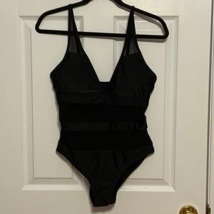 Solid w Sheer One Piece